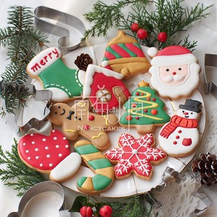 圣诞节饼干不锈钢模具糖霜饼干切模曲奇烘焙翻糖圣诞印花模喷画模