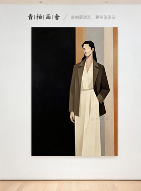 抽象人物几何手绘油画走廊装饰画