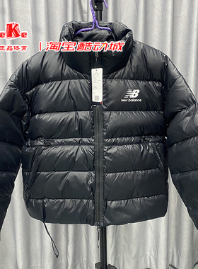 NEW BALANCE N女款黑色立领收口短款白鸭绒光面羽绒服AWJ13502-BK