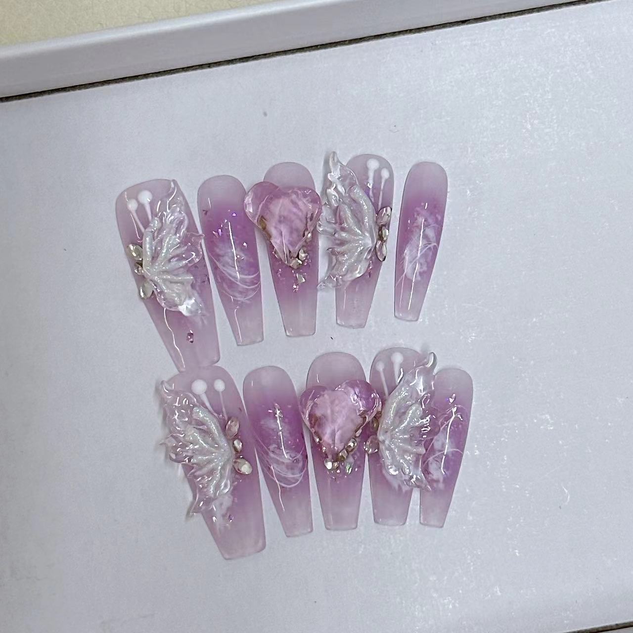 仙女冰晶蝴蝶纯手工穿戴甲重工轻奢穿戴美甲纯欲级感轻奢风新款