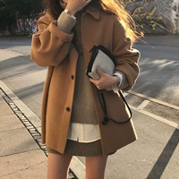 Hiếm có mẫu xương cá nhỏ tinh tế Hàn Quốc Dongdaemun áo hai mặt cashmere nữ nhỏ lông ngắn - Áo khoác ngắn áo phao lông vũ nữ