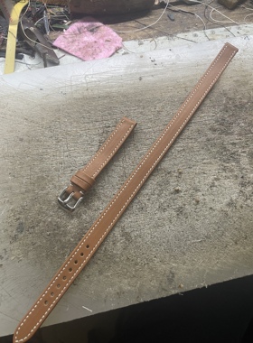 两圈头层牛皮表带手工定制男女款加长表带黑色