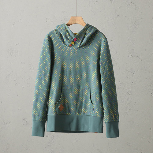 易网优选品质女式全棉圆点绒衫