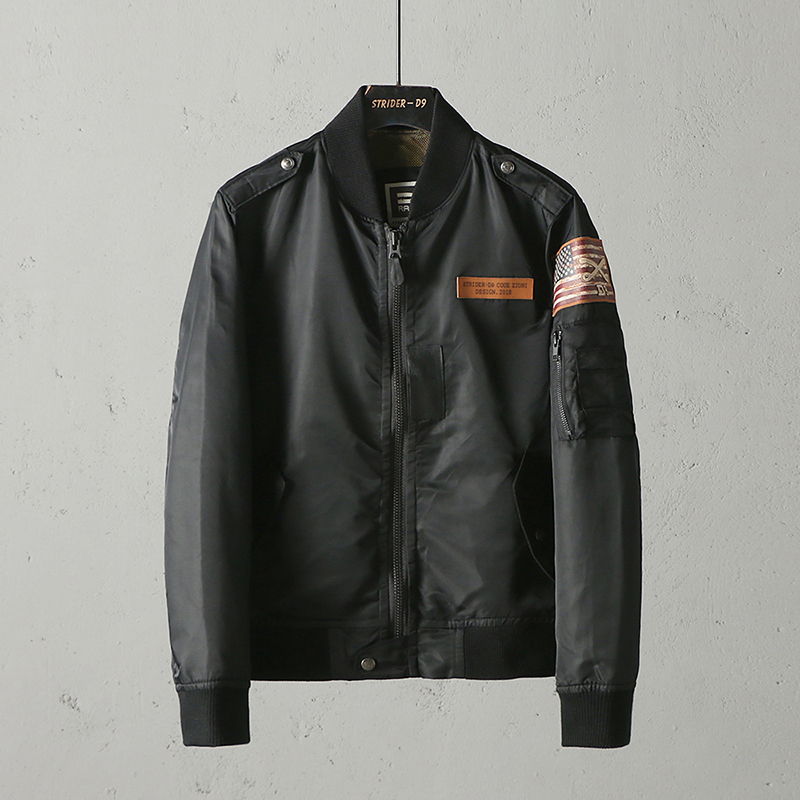 51shop春秋棒球领贴布男装夹克衫