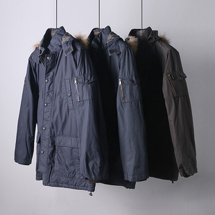 款 易网优选品质男装 棉衣工装 连帽毛领中长款 保暖外套 男式