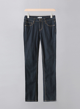 易网优选品质女装 美国少女单女式简约款纯色合体小脚牛仔铅笔裤