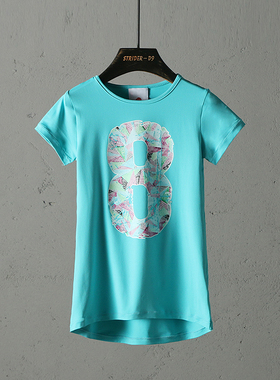 51SHOP童装 儿童休闲圆领短袖T恤衫中小童上衣女童字母印花T