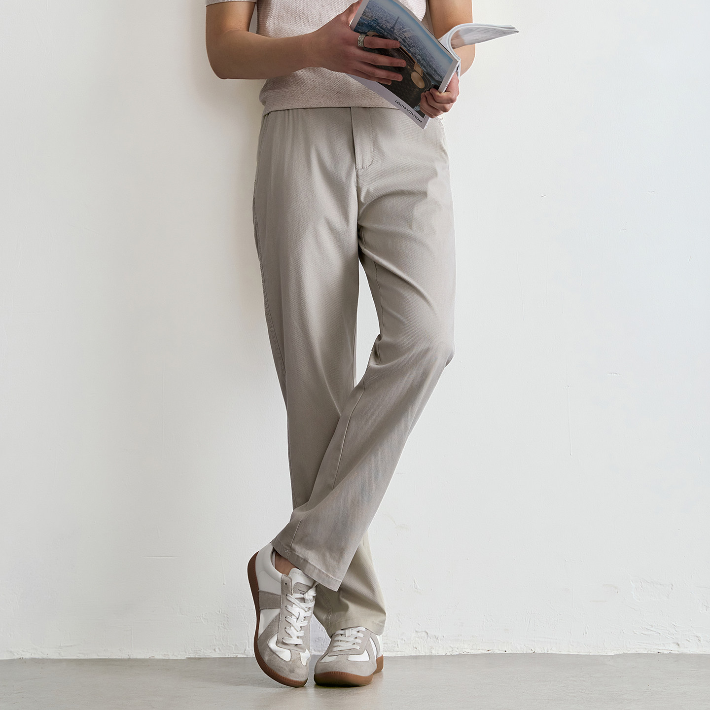 垂感休闲裤男士直筒宽松百搭高级感长裤松紧腰商务时尚简约西装裤