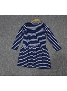 MIX家 英国系 女童长袖条纹连衣裙  藏蓝色