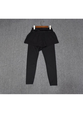 MIX家  欧美系  女装运动跑步瑜伽假两件长裤 黑色