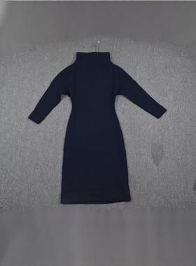 特价  MIX家  欧美系 C女装太空棉高领连衣裙 黑色深蓝