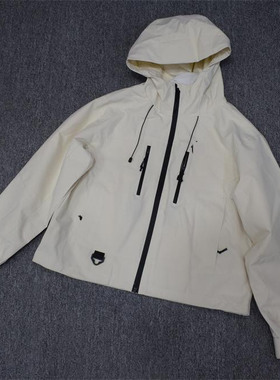 MIX家  欧美系 女装中等款有帽拉链风衣 粉色浅米杏