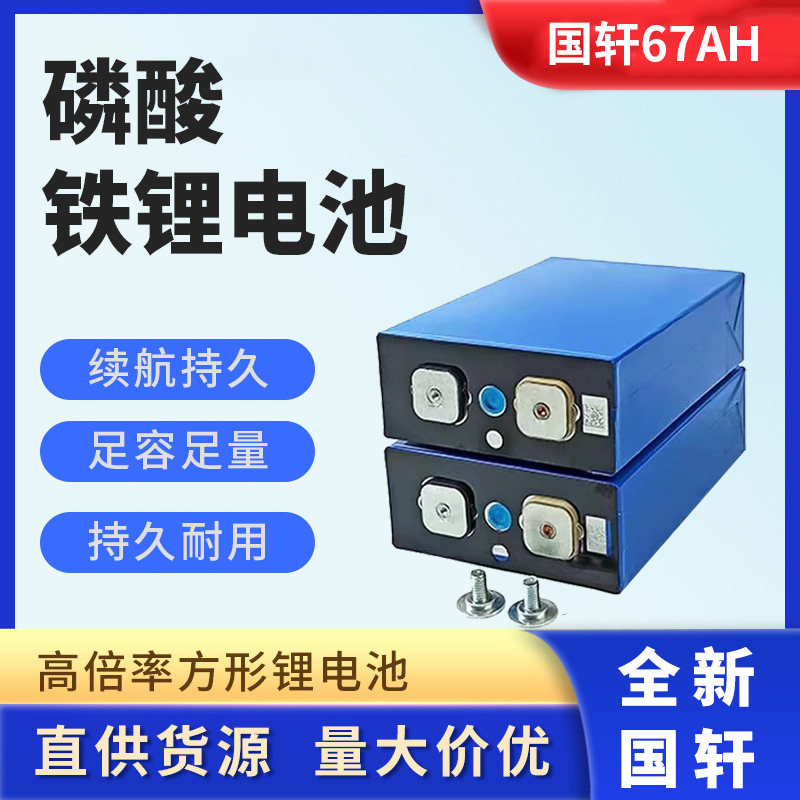 国轩全新 3.2V67Ah大容量电动摩托车三四轮大单体动力铁锂锂电池