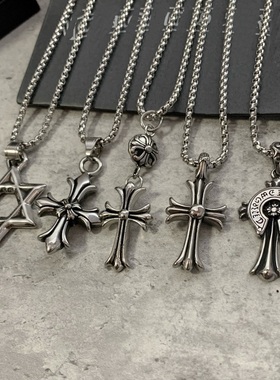欧美潮牌十字架项链男痞帅嘻哈高级感轻奢小众百搭个性毛衣挂饰女