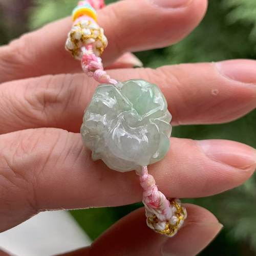 缅甸翡翠手牌冰胶花开富贵手牌