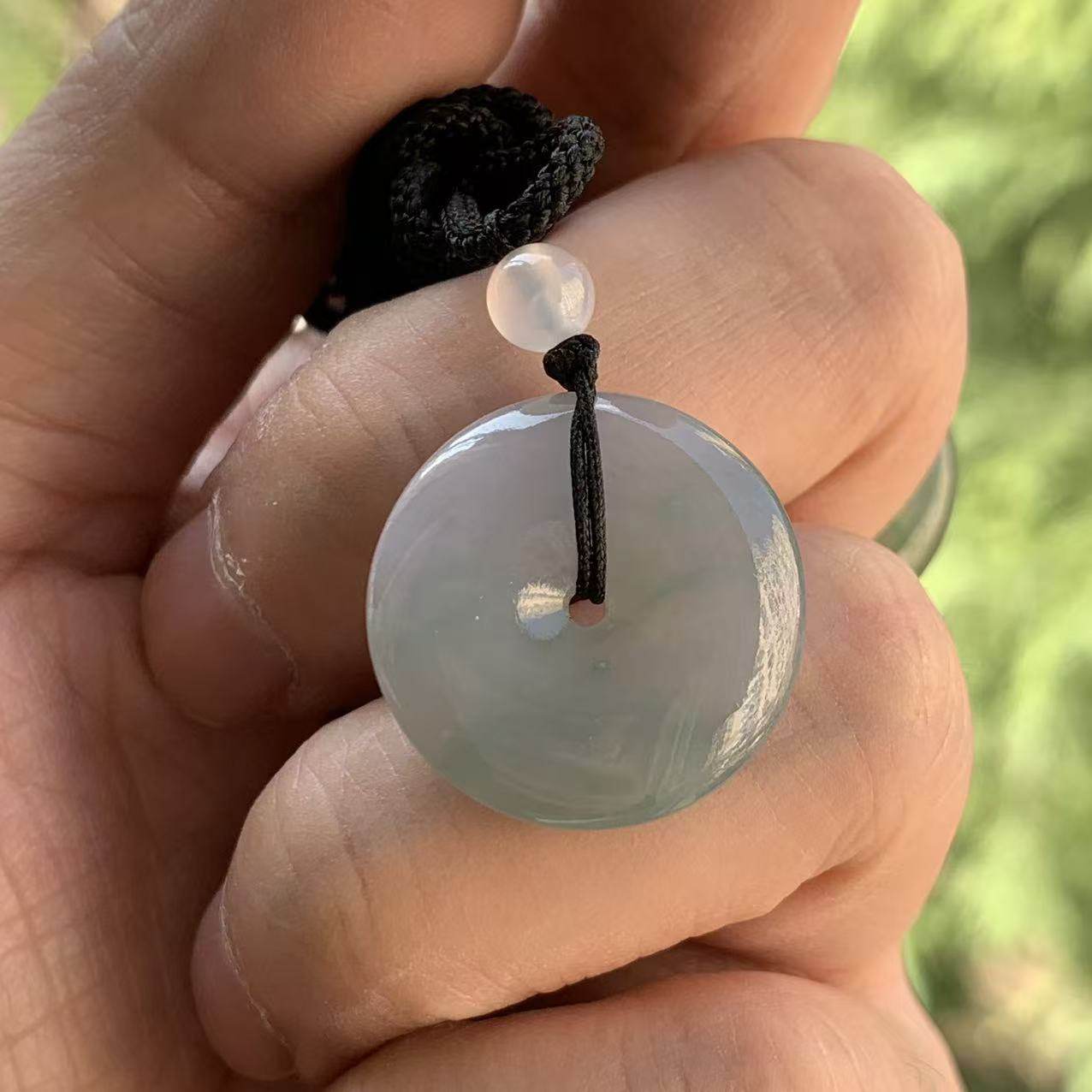 缅甸天然A货翡翠挂件烟紫色飘花平安扣挂件21.2/4.5mm一物一证