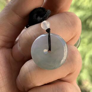 缅甸天然A货翡翠挂件烟紫色飘花平安扣挂件21.2 4.5mm一物一证