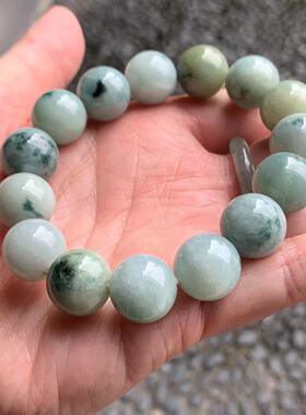 缅甸翡翠手串天然A货手串手链飘花手串飘花圆珠手串14mm一物一证