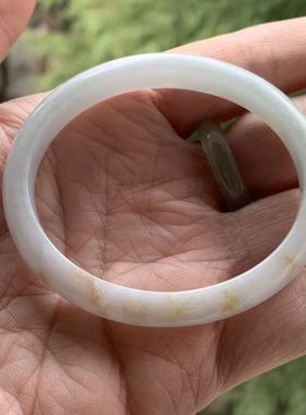 缅甸A货翡翠手镯白月光淡蓝色矿砂贵妃手镯8.6/6/54mm一物一证