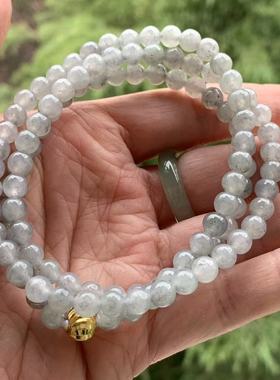 缅甸玉缅甸天然A货翡翠项链糯冰黑色乌鸡圆珠项链6.1mm一物一证