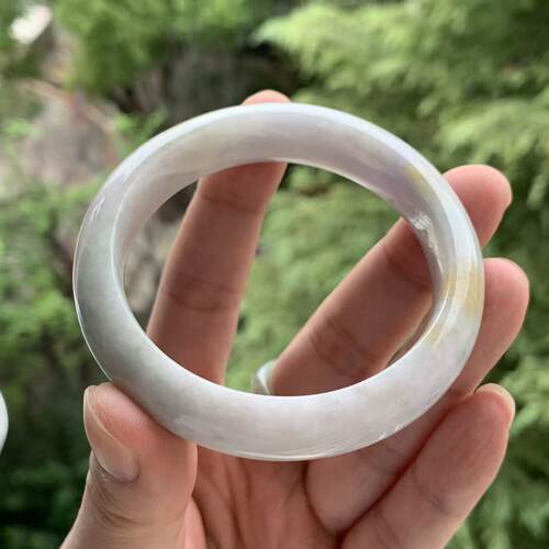 缅甸A货翡翠乳白色黄翡绿飘花56