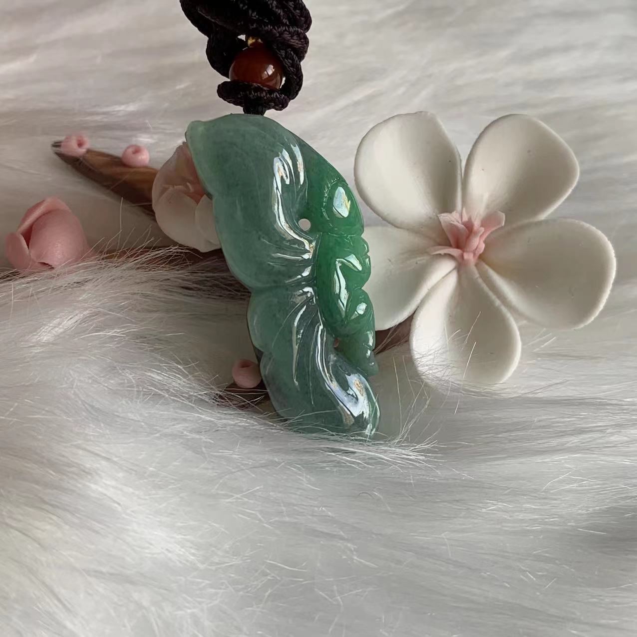 缅甸翡翠吊坠绿色小天使挂件吊坠