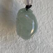 缅甸天然翡翠吊坠淡蓝色天空蓝冰种起胶福瓜葫芦叶子佛公如意挂件