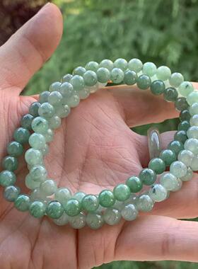 缅甸玉缅甸天然A货翡翠冰胶绿色黑色乌鸡圆珠项链6.7mm一物一证