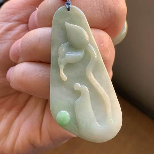 缅甸天然翡翠深蓝色山水牌挂件