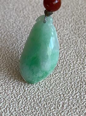缅甸天然翡翠吊坠冰种绿色果绿色起胶福瓜吊坠葫芦叶子佛公挂件