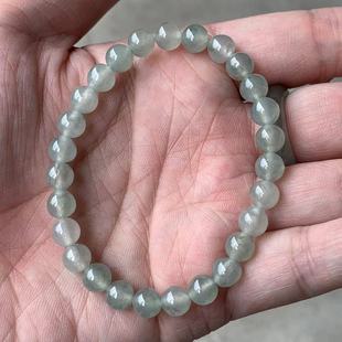 缅甸翡翠手串天然A货晴水浅绿底白月光飘花翡翠小手串7mm一物一证