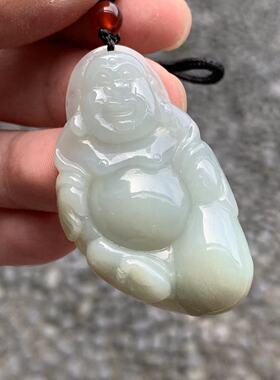 缅甸天然玉佛翡翠吊坠A货佛公白色布袋佛龙凤牌布袋佛小佛公挂件