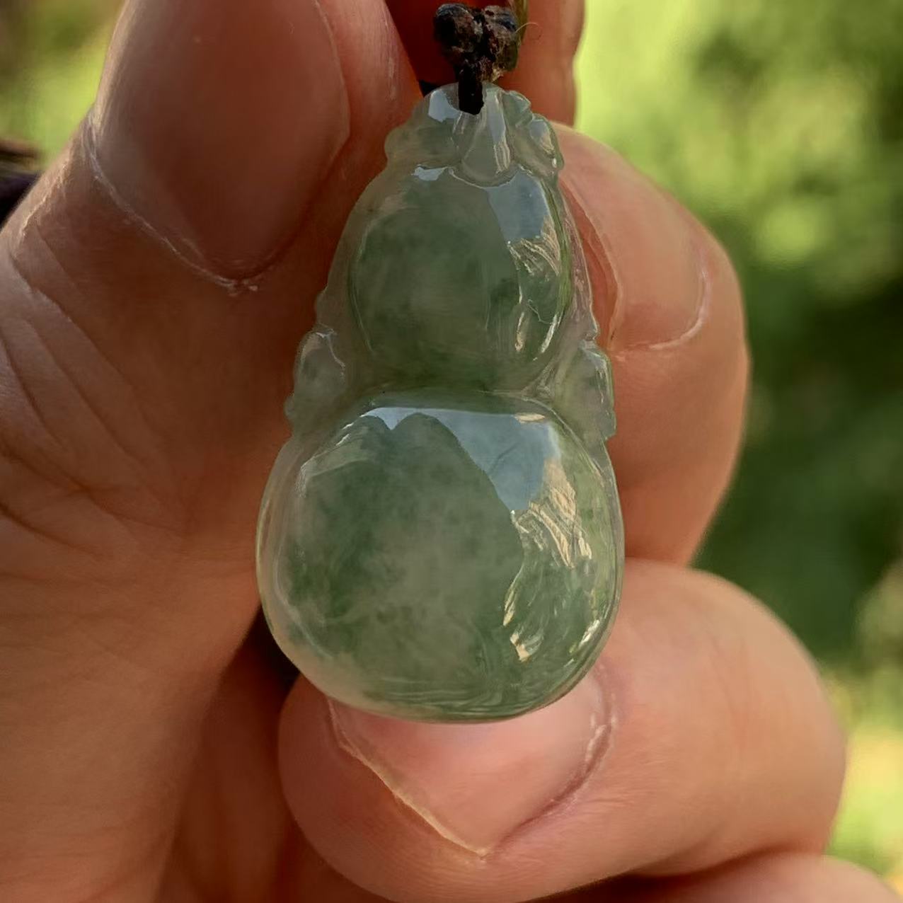 缅甸玉缅甸天然A货翡翠吊坠糯冰绿色飘花福禄小葫芦挂件一物一证