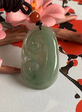 缅甸天然翡翠吊坠A货深绿色如意挂件冰种如意吊坠绿色如意吊坠