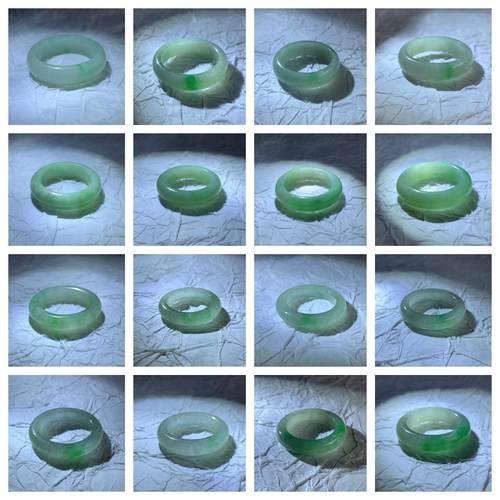 缅甸翡翠戒指白冰果阳绿色指环