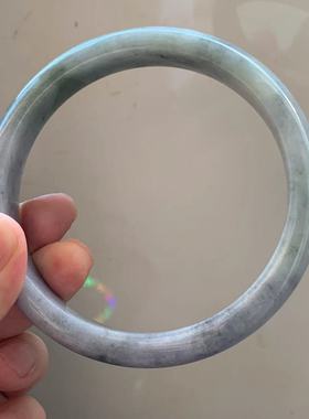 缅甸天然A货翡翠手镯黑色乌鸡超大圈口正圈翡翠手镯77mm一物一证