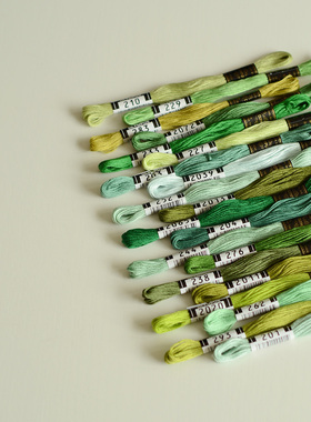 日本OLYMPUS奥林巴斯25号刺绣线 绿色系 纯棉线法式绣线434色全