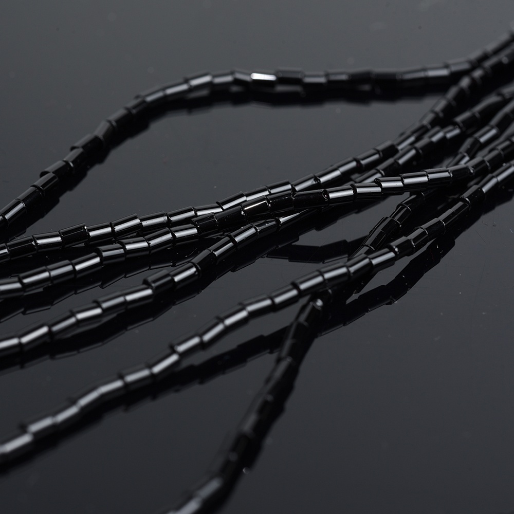 法国进口 2.5*1.6mm纯黑色捷克水晶管珠玻璃珠法式刺绣材料配件