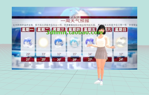 3D HTML5 Threejs播音员AR虚拟主播VR主持人培训讲师glb gltf模型