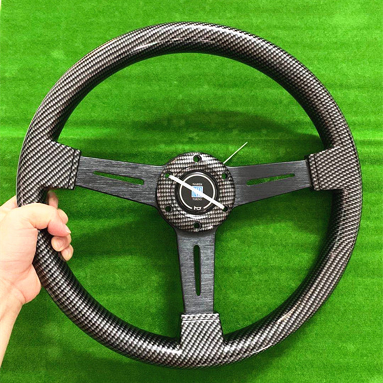 15寸改装复古方向盘普桑捷达铃木14寸实木实心通用碳纤桃木方向盘