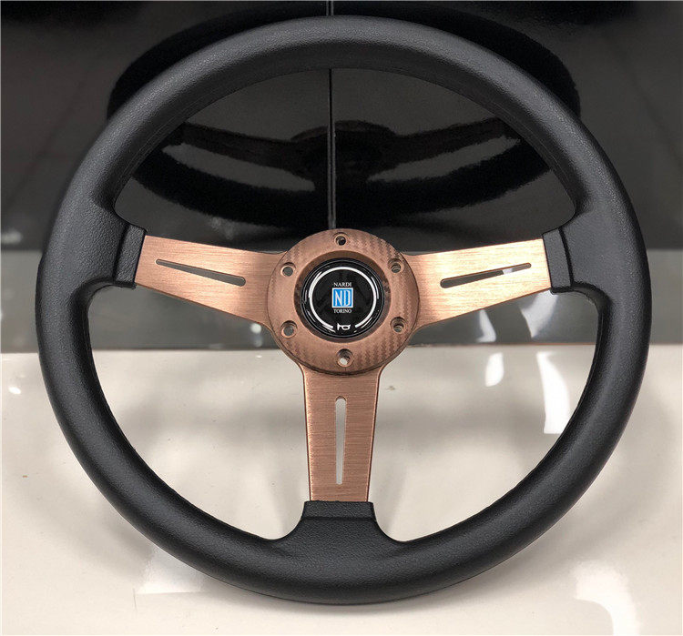 赛车方向盘汽车改装pu通用小13寸皮方向盘竞技小巧圆形方向盘