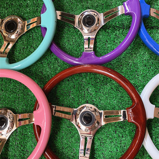 汽车改装方向盘北斗星奥拓五菱普桑桃木色高光亮面14寸包邮方向盘