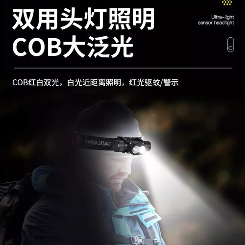 铝合金充电手电筒头灯应急露营