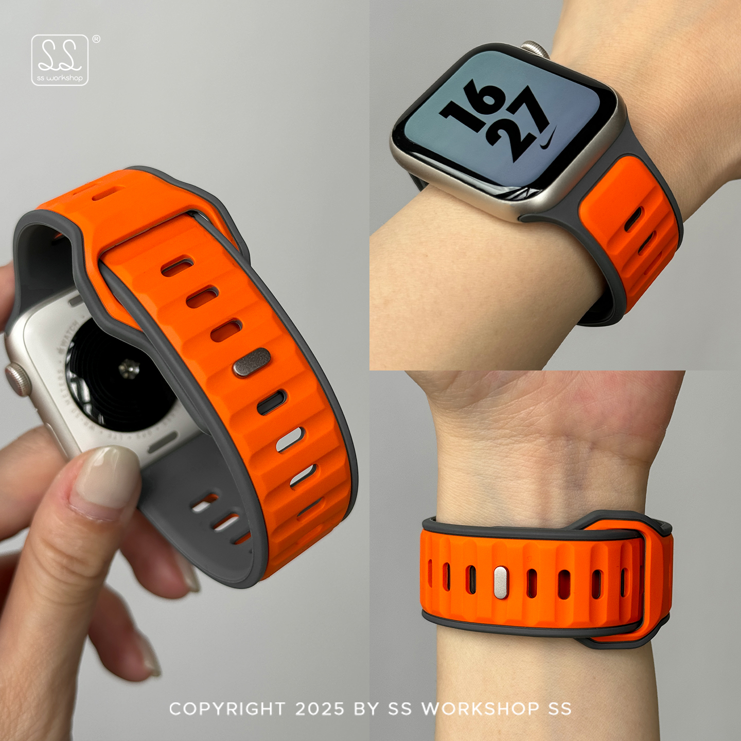 春夏季双色运动硅胶适用iwatch手表带s10苹果applewatch男ultra女