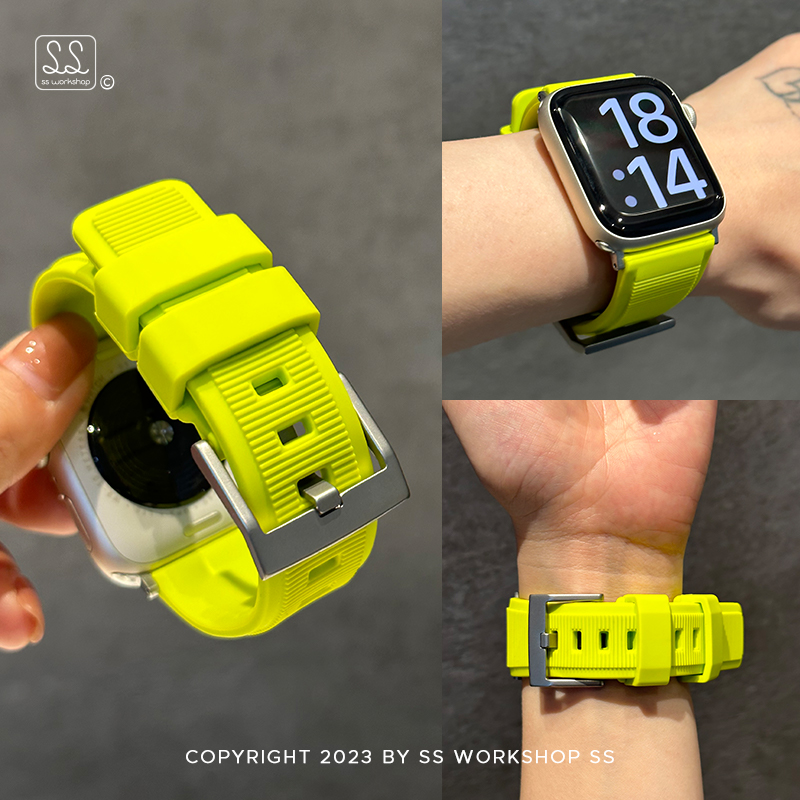 新款荧光绿运动硅胶iwatch手表带