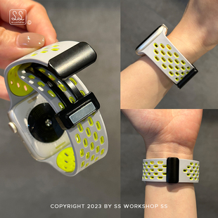 新款 运动硅胶磁吸iwatch手表带适用苹果applewatch表带s11高级10