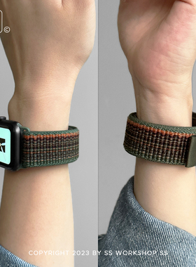 运动尼龙野径回环i新款SSwatch手表带9适用苹果applewatch男ultra