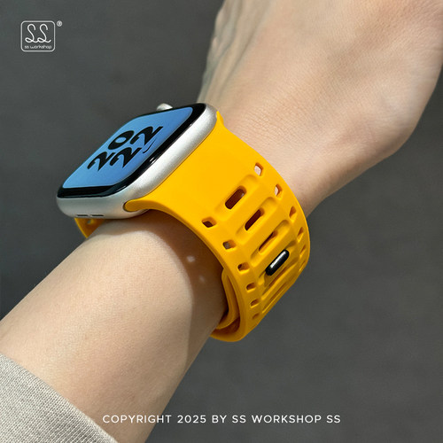 夏季鲨鱼硅胶磁吸iwatch手表带适用苹果applewatch运动s10男ultra