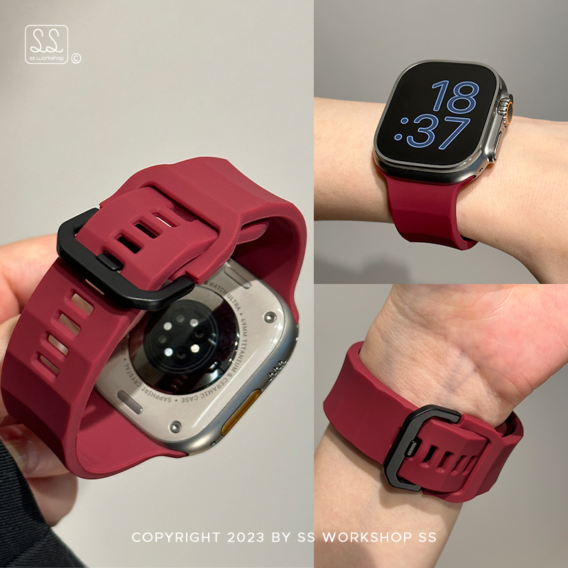 卡素新款运动波浪硅胶iwatch表带8夏9适用苹果applewatch高级感潮
