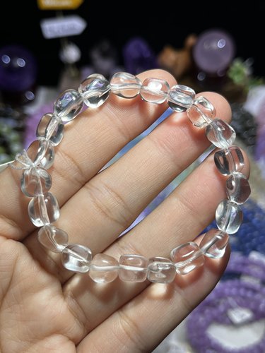 NO.8130天然白水晶糖豆手链7.5mm17.1g